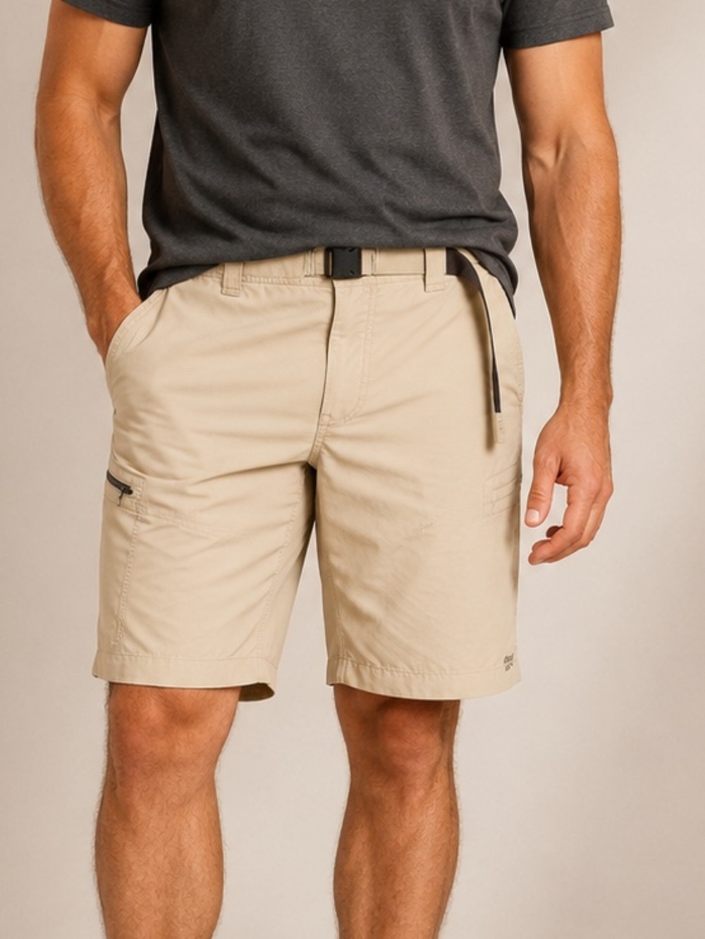The North Face Cream Cargo Shorts with Integrated Webbing Belt XL